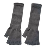 Sohiwoo 1 Pair Long Knitted Unisex Half Finger Gloves Women Girls Autumn Winter Arm Warmers Pure Black Elbow Long Warm Work Gloves