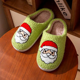 Sohiwoo New Christmas Elk Cotton Slippers for Women Men Winter Cute Cartoon Home Non Slip Couple Floor Slides Indoor Plush Shoes