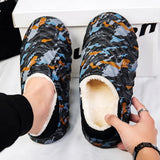 Sohiwoo Slippers Men Outdoor Waterproof Warm Sneaker Slippers Women Non-Slip Indoor Plush Home Footwear Thick Platform Shoes Winter