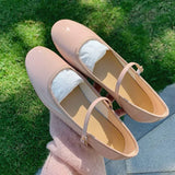 Sohiwoo Japanned Leather Ballets Woman Belt Strap Lolita Flats French Mary Jeans Femme Shallow Loafers Shoes Women Moccasins