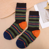 Sohiwoo Winter Socks Women Long Warm Stripe Mink Fluffy Bed Floor Sock Soft Elastic Velve Plush Sock Blockcolor Mid Tube Sock Casual Sox