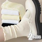 Sohiwoo Lovely Wooden Ear Edge Pile Middle Tube Socks Women INS Style Kawaii Light Luxury Solid Color Ruffles Harajuku Cute Socks