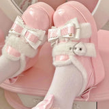 Sohiwoo Lovely Girls Lolita Winter Snow Boots,Students Swwet Plush Warm Bowknots Wedge Heel Heightening Shoes Christmas Gift