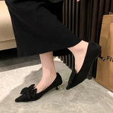 Sohiwoo Spring Design Butterfly-knot Woman Pumps Pointed Toe Thin Heels Elegant Party Female Shoes Zapatos De Mujer