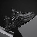 Sohiwoo Retro Thick Soled Daddy Shoes Men Fashion Trend All-match Autumn Outdoor Casual Breathable Anti Slip Low Top Running Footwear