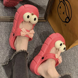 Sohiwoo Summer Women Slippers Garden Sandals Platform Clogs Thick Sole EVA Flip Flops Small Eyes Decoration Outdoor Vacation Shoe Female