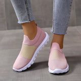 Sohiwoo Breathable Sneakers for Women Slip-On Light Knitting Casual Shoes Woman Comfortable Non-Slip Flat Heels Sport Shoes
