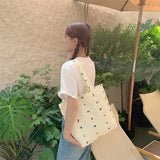 Sohiwoo Flower Embroidered Ladies Shoulder Bags Soft Fabric Large Capacity Women's Eco Shopping Bag Retro Flora Female Travel Handbags