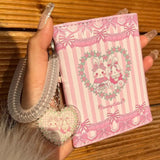 Sohiwoo Pink Cute Wallets for Women Cartoon Sweet Fashion Pretty Bunny Folding Wallets Small Card Youth Lolita New Aesthetic Purse