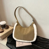 Sohiwoo Suede Solid Color Zipper Winter Women's Handbag 2025 Hot Selling Large Capacity Shoulder Bag Soft Simple Popular Crossbody Bags