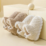 Sohiwoo Cotton slippers for women's autumn and winter home use, new indoor plush bags with warm heels for external wear