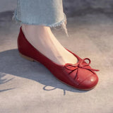 Sohiwoo New Ballet Flat Shoes Women Classics Casual Loafers Elegant Red Lady Fashion Light Design Bowknot Shoes Woman's Spring/Autumn PU