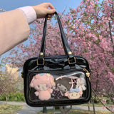 Sohiwoo Harajuku Women Ita Bag Trend Japanese Style JK Uniform Patent Leather Crossbody Shoulder Bags Subculture Bolso Mujer