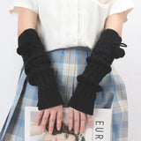 Sohiwoo Winter Women Cute Gloves Kawaii Arm Warmer Knitted Arm Sleeves Casual Soft Girls Goth Clothes Punk Gothic Fashion Gloves