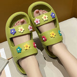 Sohiwoo Flowers Summer Platform Sandals Women Open Toe Soft Sole Cloud Slippers Woman Non Slip Thick Sole Beach Sandals