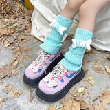 Sohiwoo New Lovely Children Korean Lolita Style 27cm Leg Warmers Kids Knitted Warm Foot Cover for Girls Elastic Tube Socks Y2K Gloves