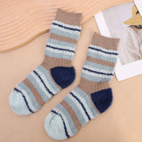 Sohiwoo Winter Socks Women Long Warm Stripe Mink Fluffy Bed Floor Sock Soft Elastic Velve Plush Sock Blockcolor Mid Tube Sock Casual Sox