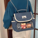 Sohiwoo Cute Casual Womens Backpack Transparent 2024 New Fashion Student School Backpack Harajuku Style Lolita Jk Brown Ita Bag