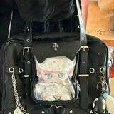 Sohiwoo Gothic Black Lolita Ita Bags Backpack Women Sweet Cool Transparent Large Capacity Handbag Ladies Punk Y2k Shoulder Bag