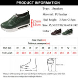 Sohiwoo Fashion Green Platform Sneakers Women 2024 Spring Hidden Heels Sports Shoes Woman Thick Sole Non-Slip Pu Leather Loafers Shoes