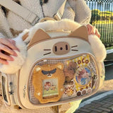 Sohiwoo Y2k Cute Cat Backpacks for Women Leather Casual Lolita Jk Harajuku Shoulder Bag Fashion College Style Female Small Ita Bag