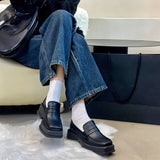 Sohiwoo Bf Style Square Toe Loafers Women Spring Patent Leather Platform Pumps Woman Slip On Thick Heels Oxford Shoes Jk Shoes