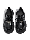 Sohiwoo Genuine Leather Platform Black Women Shoes Women's Spring And Autumn British Loafers Hepburn Style Ladies Shoes