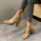 Sohiwoo New Women's Luxury Summer Sandals High Heels Fashion Simple Solid Color Outdoor Sexy Open Toe Women's Slippers