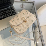 Sohiwoo Straw Weaving Crossbody Bag Summer Flower Woven Shoulder Bags Women Crochet Small Satchel Adjustable Strap Designer Sling Purses