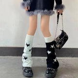 Sohiwoo AB Star Knitted Leg Warmers Y2K Gothic Harajuku Women Japanese Socks Hot Girl Accessories High Tube Calf Socks Boots Cover Socks