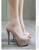 Sohiwoo New Fashion Platform Women Pumps Concise High Heels Shoes 12cm 14cm High Heel Fish Mouth Shoes Sexy Work Party Dress Shoes