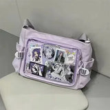 Sohiwoo Fashion Transparent Shoulder Bag for Women Nylon Casual Lolita Jk Crossbody Bag College Style Large Capacity New Handbag