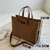 Sohiwoo Shopper New Purses Handbag Crossbody Tote Corduroy Large Messenger Vintage Capacity Bags Branded Luxury Shoulder Designer Women