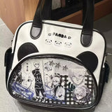 Sohiwoo Cute Panda Womens Shoulder Bag Y2k Cartoon Print New Fashion Lolita Ita Bag College Style Pu Leather Casual Female Handbag