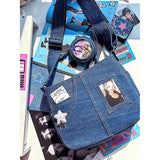 Sohiwoo Idol Card Women Ita Bags Fashion New Denim Subculture DIY Crossbody Shoulder Bags Harajuku Korean Style Bolso Mujer