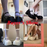 Sohiwoo Black Super High Heels Mary Jane Shoes Women Goth Chunky Platform Pumps Woman Plus Size Ankle Buckle Party Lolita Shoes 42