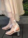 Sohiwoo Office Lady Elegant Fashion High Heels Sandals Casual Party Summer Non-slip Korean Style Pumps Hollow Vintage Shoes Woman