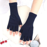 Sohiwoo 1Pair Unisex Black Half Finger Fingerless Gloves for Women Men  Knitted Elegant Wrist Arm Winter Warm Work Driving Mittens