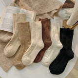 Sohiwoo Winter Warm Women Socks Thicken Cashmere Wool Socks Girls Fashion Korean Harajuku Knitted Rhombus Pattern Thermal Long Socks