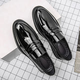 Sohiwoo  Platform Shoes Loafers Original Men Patent Leather Wedding Shoes Black Formal Business Luxury Slip-on Casual Leather Shoes