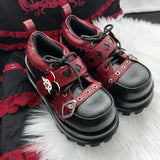 Sohiwoo Street Style Girls Lolita Gothic Platform Shoes,Female Poker Joker Clown Decoration Elevator Shoes Halloween Gift