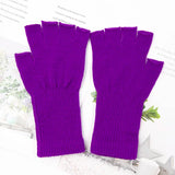 Sohiwoo New Unisex Black White Half Finger Fingerless Gloves Women and Men Wool Knit Cotton Gloves Autumn Winter Warm Work Gloves