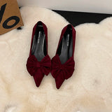 Sohiwoo Spring Design Butterfly-knot Woman Pumps Pointed Toe Thin Heels Elegant Party Female Shoes Zapatos De Mujer