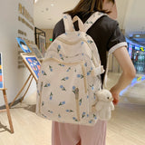 Sohiwoo Fashion Floral Cute Women Backpack Nylon Waterproof Laptop Backpack Female School Bags For Teenage Girls Kawaii Travel Book Bags