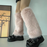 Sohiwoo Imitation Rabbit Hair Faux Fur Leg Warmers Sexy Plush Socks Gothic Leggings Boots Cover Harajuku Night Club Party Accessories