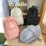 Sohiwoo Cute Casual Floral Prints Women Backpack Girls Bookbags Large Capacity Students Khaki School Book Bags Travel Backpack Mochilas