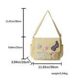 Sohiwoo Star Letter Applique Messenger Bag Candy Color Student Crossbody Bags Large Capacity Travel Shoulder Bag Women's Fashion Satchel