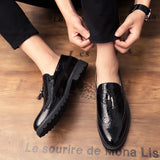 Sohiwoo Classic Men Business Driving Leather Shoes Wedding Dress Fashion Tassel Style Casual Dress Shoes Mens Loafers Plus Size 46 47 48