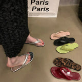 Sohiwoo Summer Clip Toe Women Slippers Fashion Leopard Slides Outdoor Casual Beach Vacation Sandalias