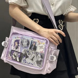 Sohiwoo Fashion Transparent Shoulder Bag for Women Nylon Casual Lolita Jk Crossbody Bag College Style Large Capacity New Handbag